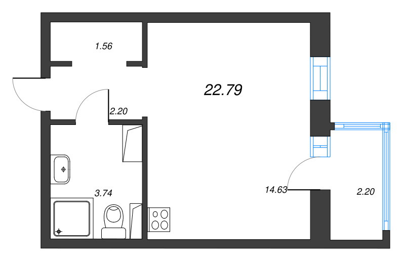 Студия 22,8 м²