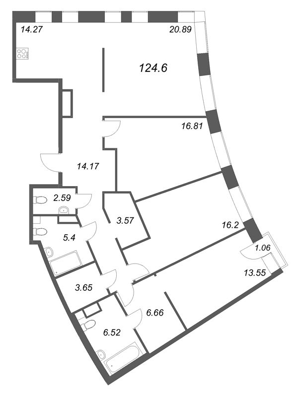 4 ккв (Евро) 124,6 м²