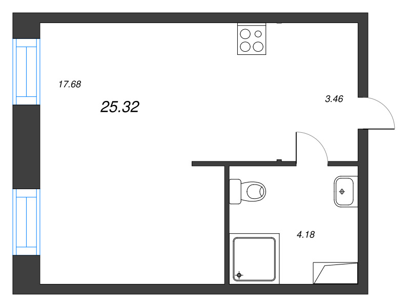 Студия 25,3 м²