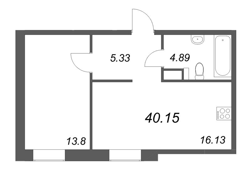 2 ккв (Евро) 40,2 м²