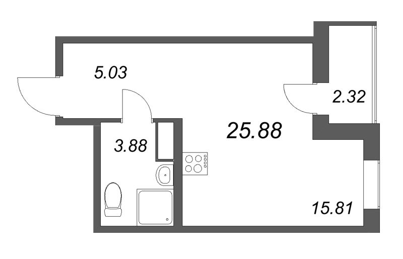 Студия 25,9 м²
