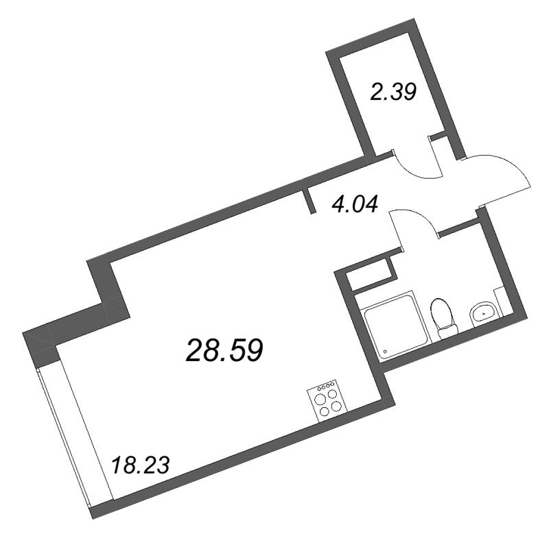 Студия 28,6 м²