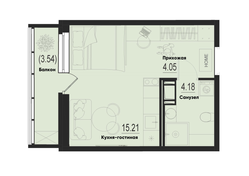 Студия 24,5 м²
