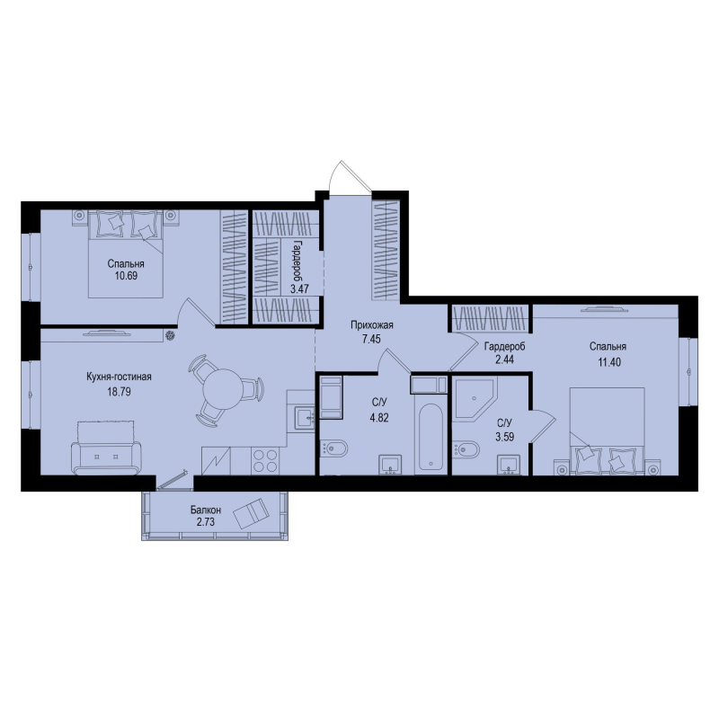 3 ккв (Евро) 63,5 м²