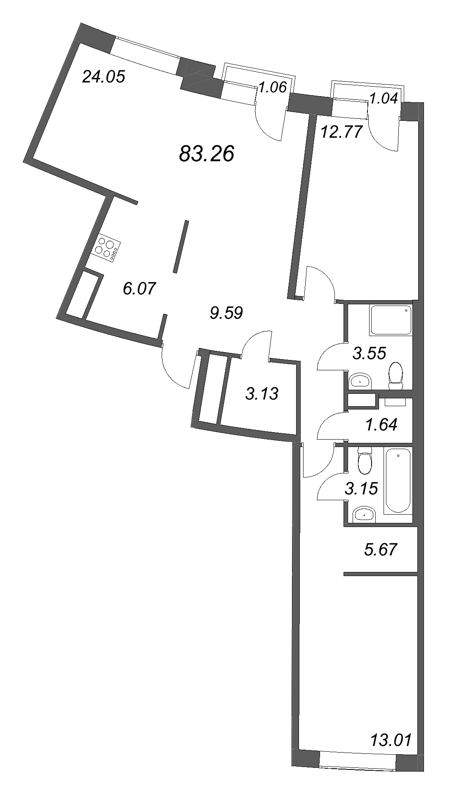 3 ккв (Евро) 83,3 м²