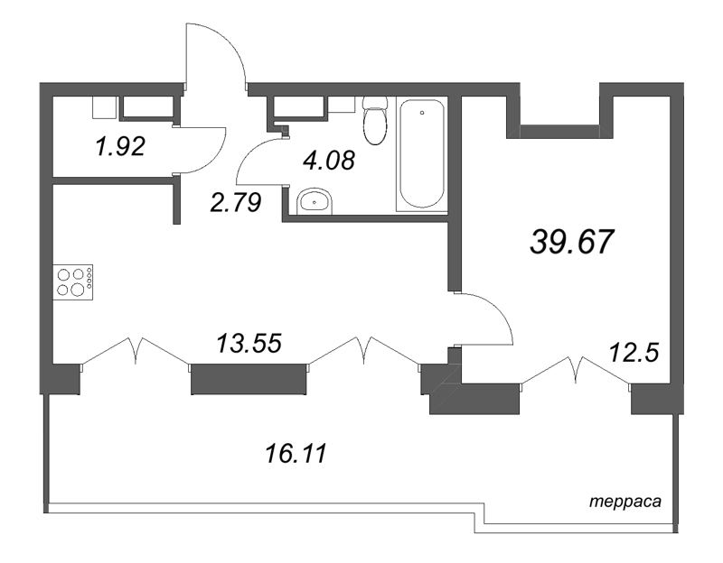 1 ккв 39,7 м²