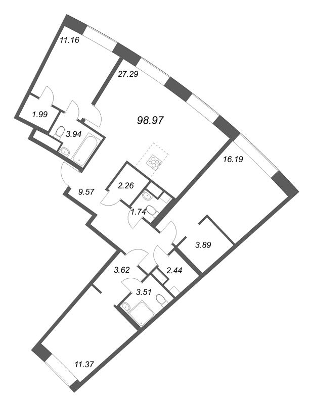 4 ккв (Евро) 99 м²