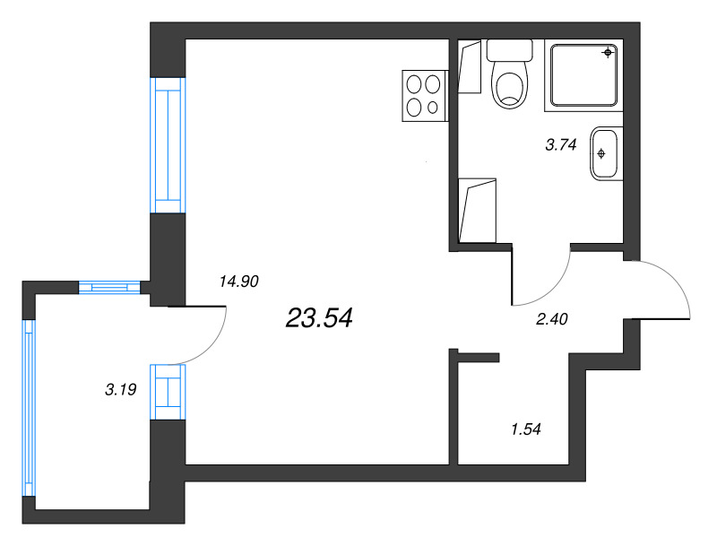 Студия 23,5 м²