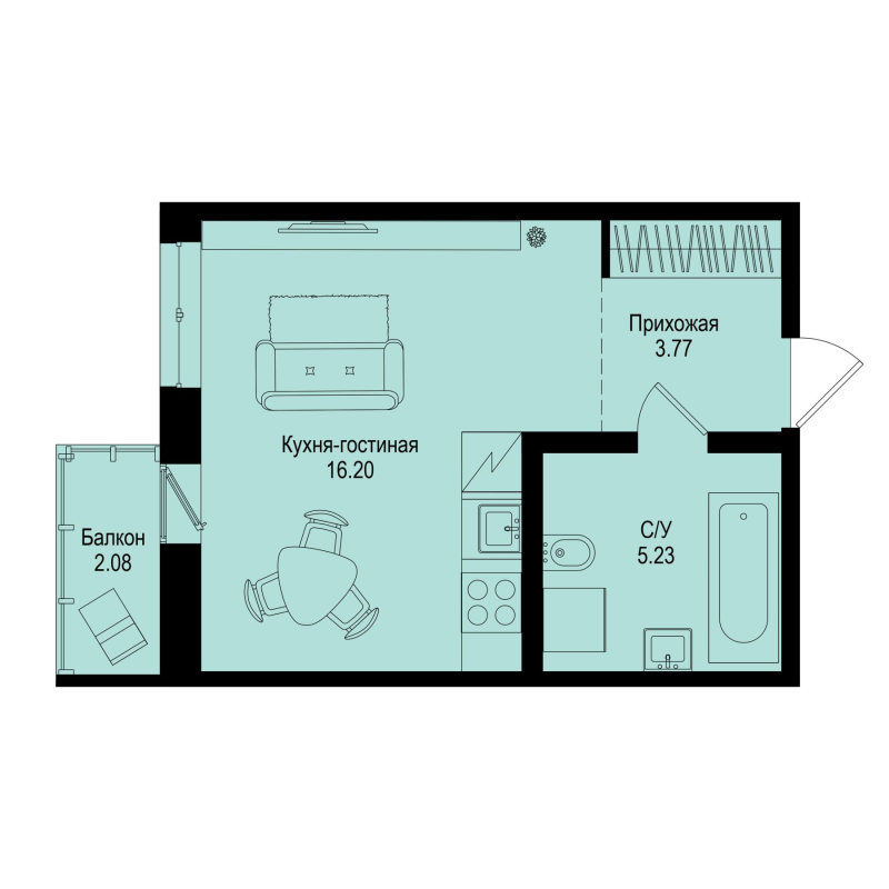 Студия 25,8 м²