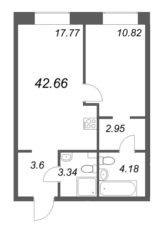 2 ккв (Евро) 42,7 м²