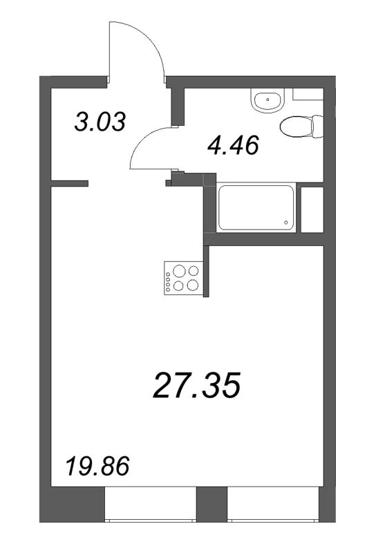 Студия 27,4 м²