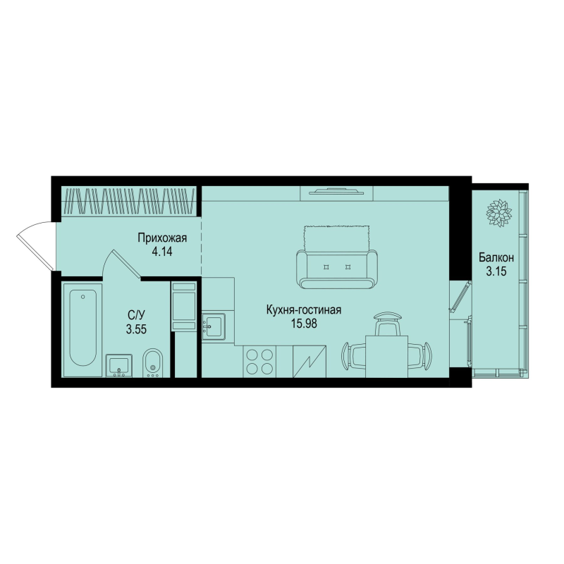Студия 24,6 м²