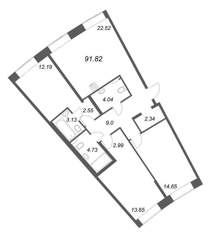 4 ккв (Евро) 91,8 м²