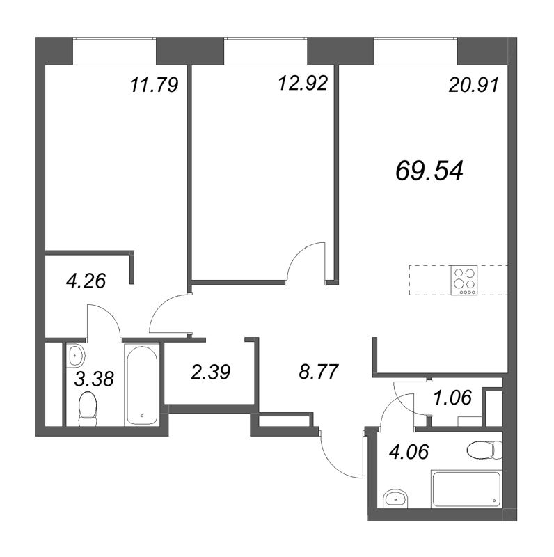 3 ккв (Евро) 69,5 м²