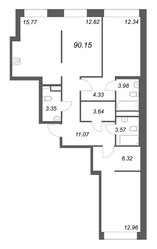 3 ккв (Евро) 90,2 м²