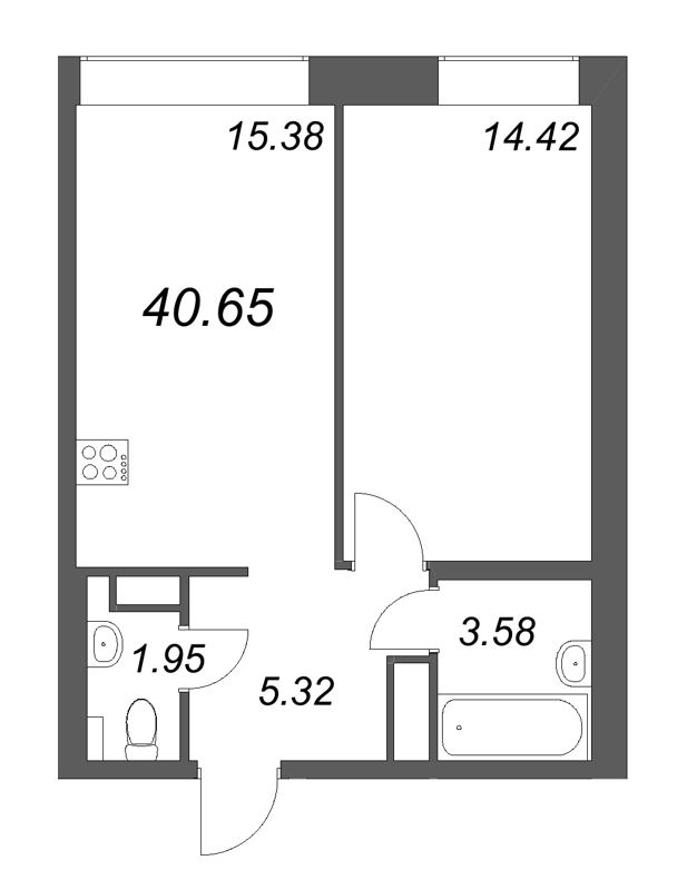 2 ккв (Евро) 40,7 м²
