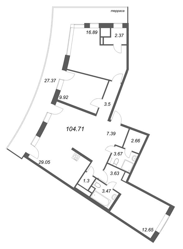 4 ккв (Евро) 104,7 м²