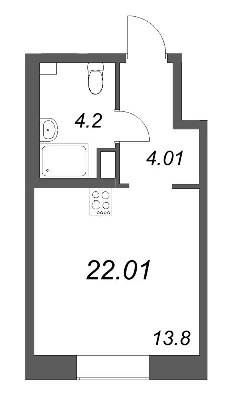 Студия 22 м²