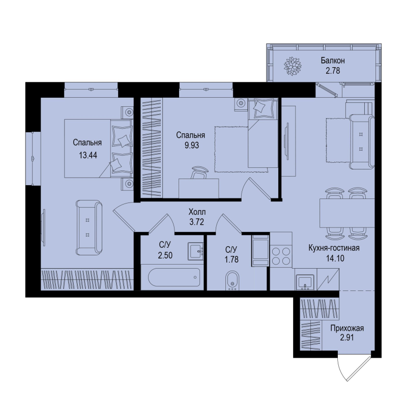 2 ккв 49,2 м²