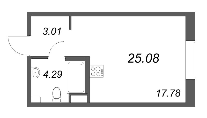 Студия 25,1 м²