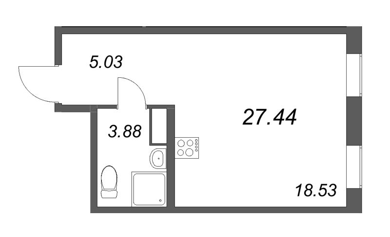 Студия 27,4 м²
