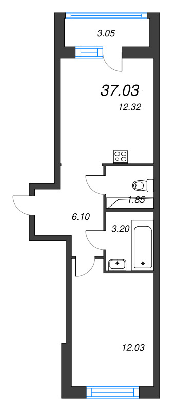 1 ккв 37 м²