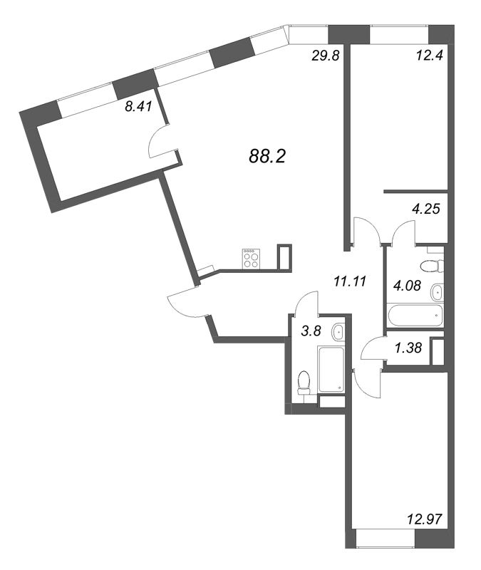 4 ккв (Евро) 88,2 м²