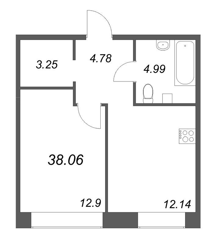 1 ккв 38,1 м²
