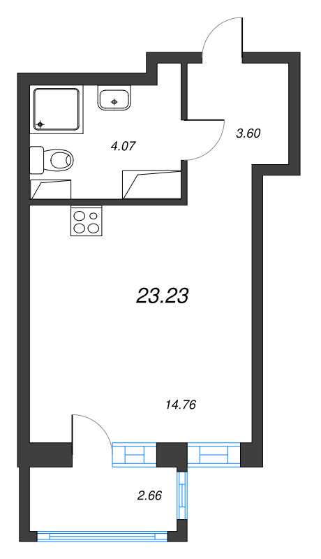 Студия 23,2 м²
