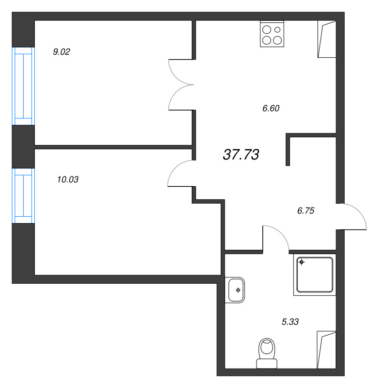 2 ккв 37,7 м²