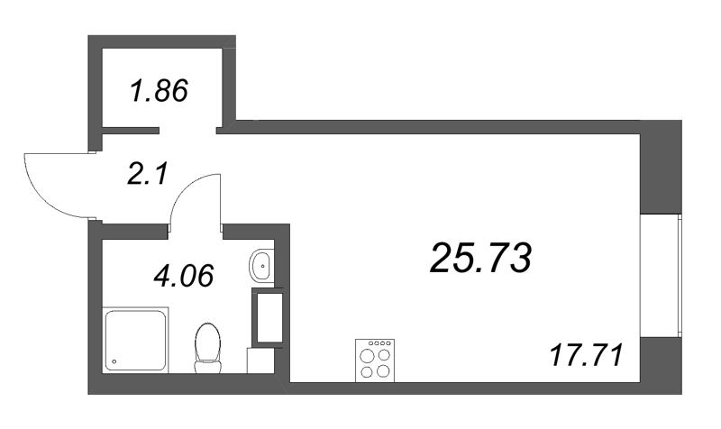 Студия 25,7 м²