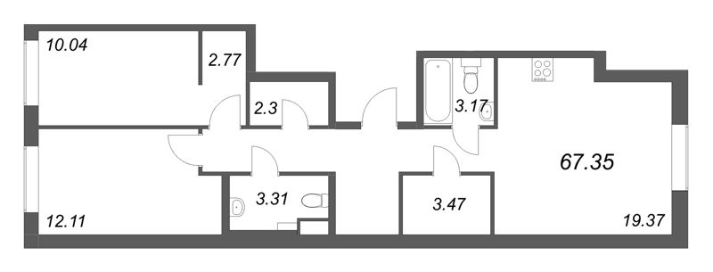 3 ккв (Евро) 67,4 м²