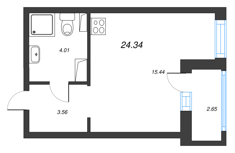 Студия 24,3 м²
