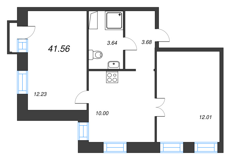 2 ккв 41,6 м²
