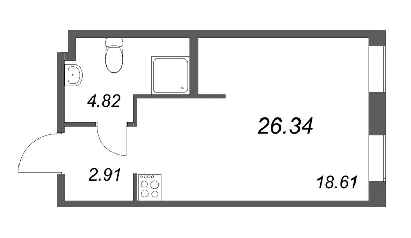 Студия 26,3 м²