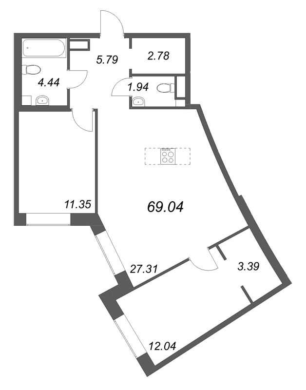 3 ккв (Евро) 69 м²