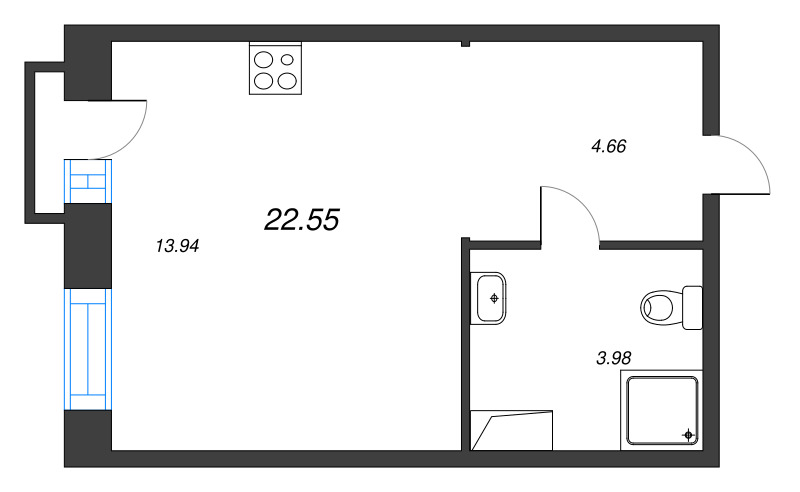 Студия 22,6 м²