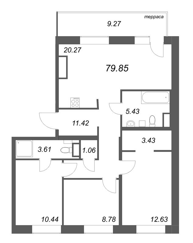 4 ккв (Евро) 79,9 м²