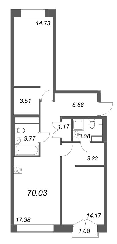 3 ккв (Евро) 70 м²