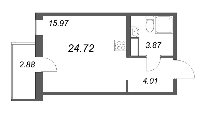 Студия 24,7 м²