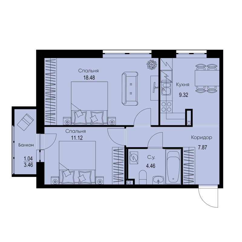 2 ккв 52,3 м²