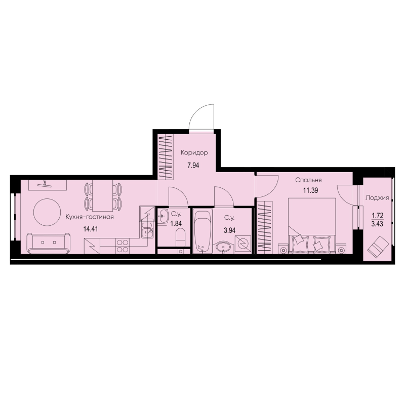 1 ккв 41,2 м²
