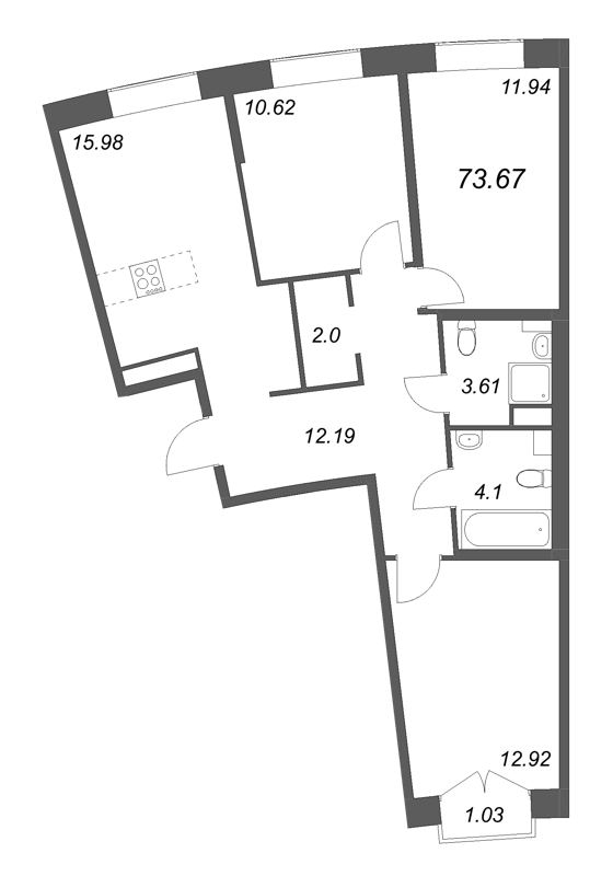 4 ккв (Евро) 73,7 м²