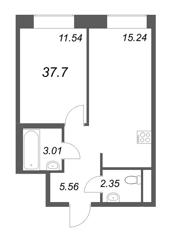 2 ккв (Евро) 37,7 м²