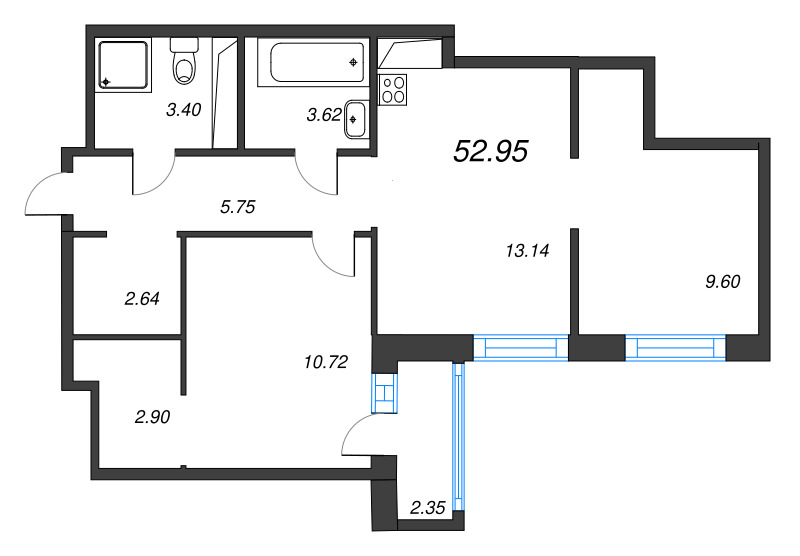 2 ккв 53 м²