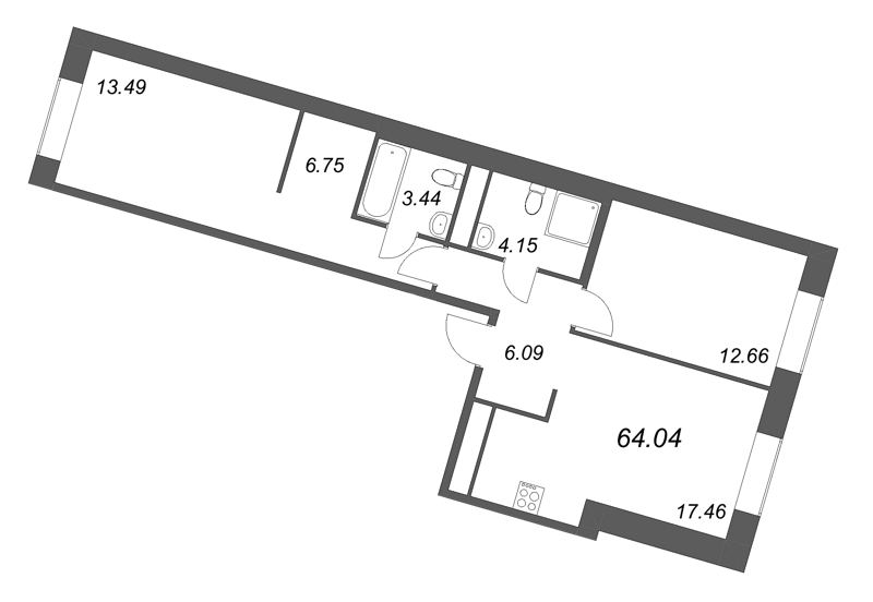 3 ккв (Евро) 64 м²