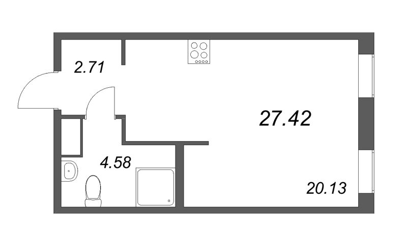 Студия 27,4 м²