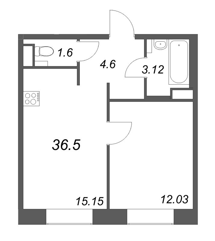 2 ккв (Евро) 36,5 м²