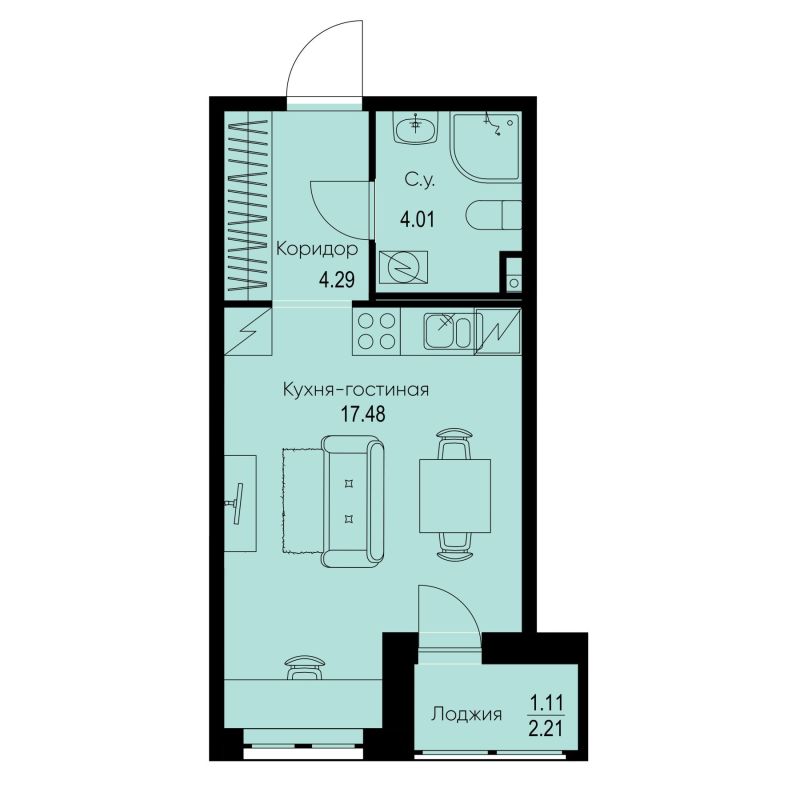 Студия 26,9 м²