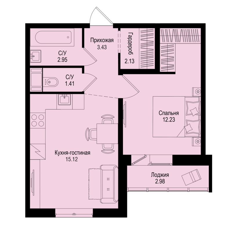 2 ккв (Евро) 39,6 м²